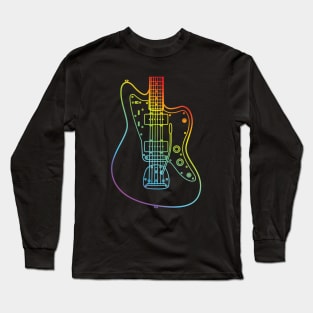 Offset Style Electric Guitar Body Colorful Outline Long Sleeve T-Shirt